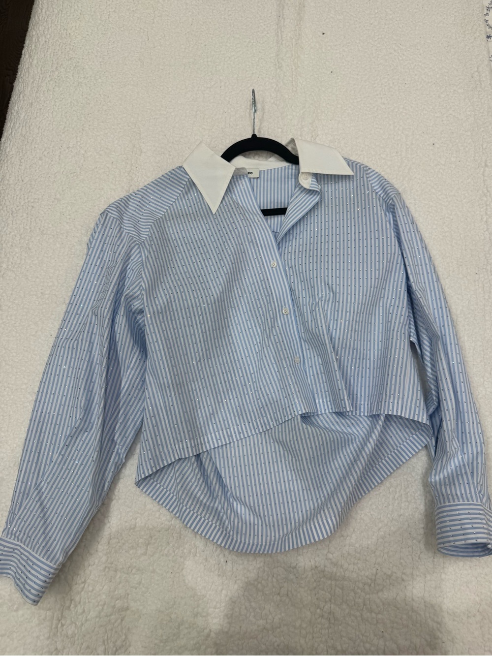 Sandro Cropped Embellished Button Down